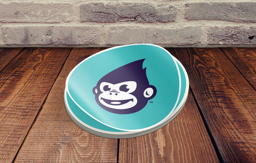 Custom circle sticker on wood plate