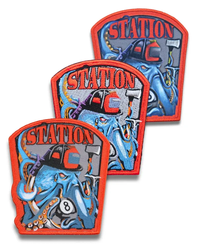 Three custom patch styles shown side by side