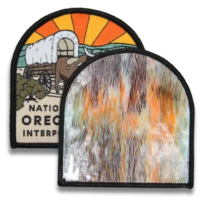plastic backside on woven patch