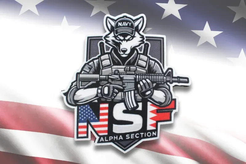 Back view of a custom patch showing backing detail