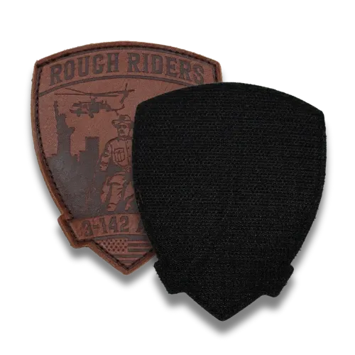 Hook side velcro on custom rough riders leather patch