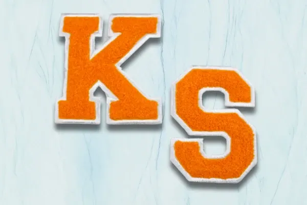 KS chenille style patch with embroidered border
