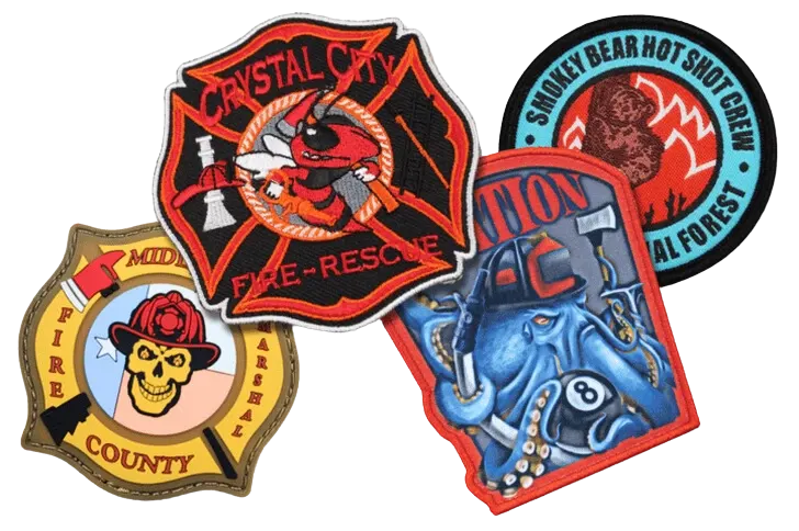 Custom patch examples featuring multiple designs
