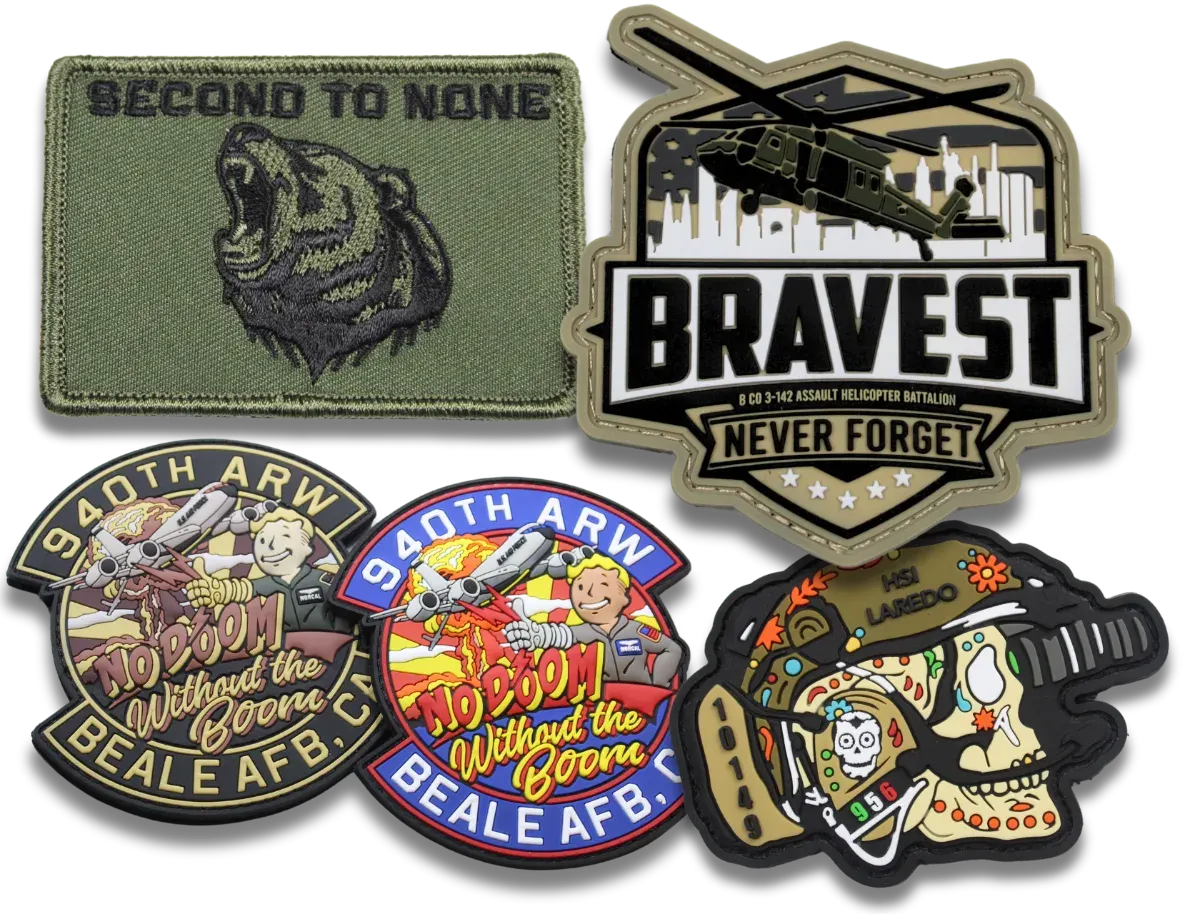 Custom patch examples featuring multiple designs