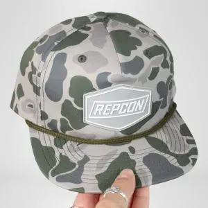 Custom camo trucker hat with PVC patch logo