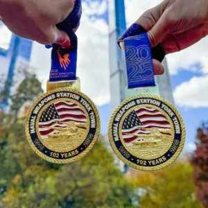 Custom service award medals with American flag design