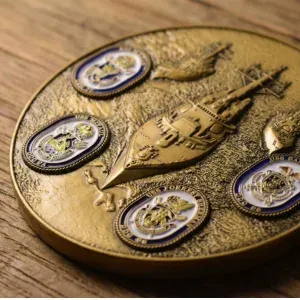 Custom 3D Navy challenge coin with full color enamel