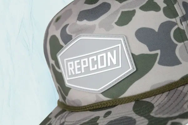 Repcon camo hat with custom PVC Patch on the front