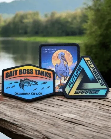 Custom patch examples featuring multiple designs
