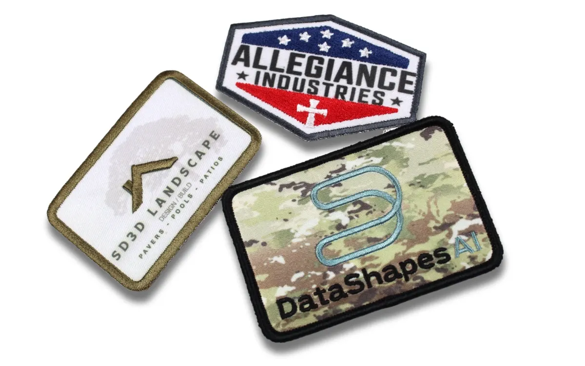 Three custom patches with sublimated printing