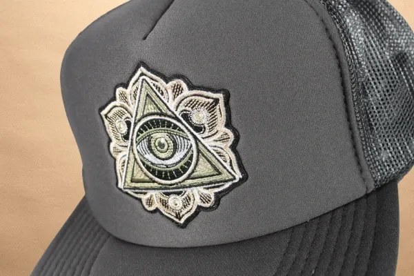 custom foamie trucker hat with embroidered patch
